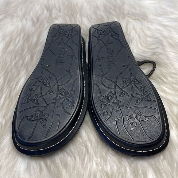 Alegria Tuscany Pewter Dazzle Leather Strapped Slides Sz 38/US 8-8.5 - Picture 6 of 7